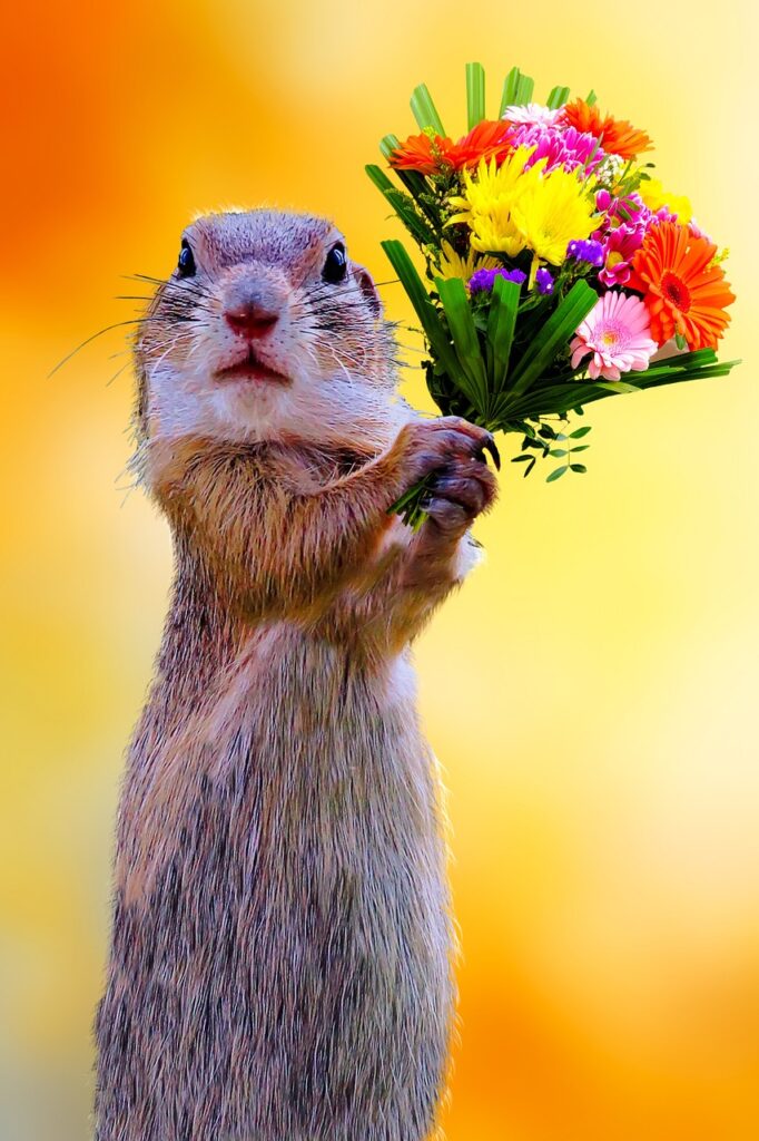 emotions, love, affection, symbol, give a gift, bunch of flowers, meerkat, valentine's day, date of birth, greeting card, feelings, happy mothers day, thank you, get well soon